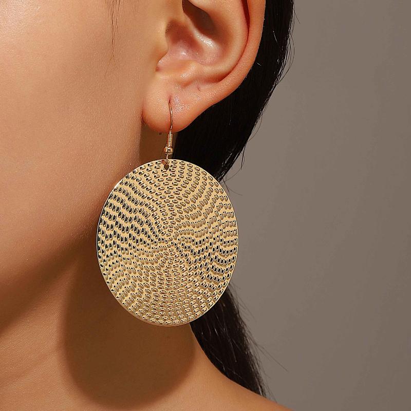 Punk Exaggerated Gold Silver Color Drop Earrings For Women Fashion Big Round Circle Dangle Earrings Statement Jewelry