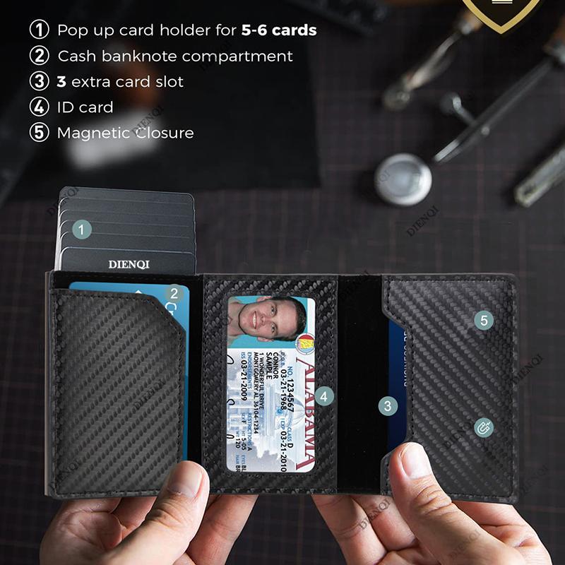 Rfid Karbon Fiber Airtag Cüzdanları Erkek Kartlık İnce İnce Cüzdanlar Deri Cüzdan Apple Air Tag İçin Çantalar Akıllı Siyah Cüzdan