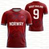 2026 Camiseta de Manga Corta con Estampado de la Bandera de Noruega para Hombre y Mujer N.º 9 HAALAND Camisetas con Estampado 3D Camiseta de Fútbol para Niños al Aire Libre Tops Deportivos
