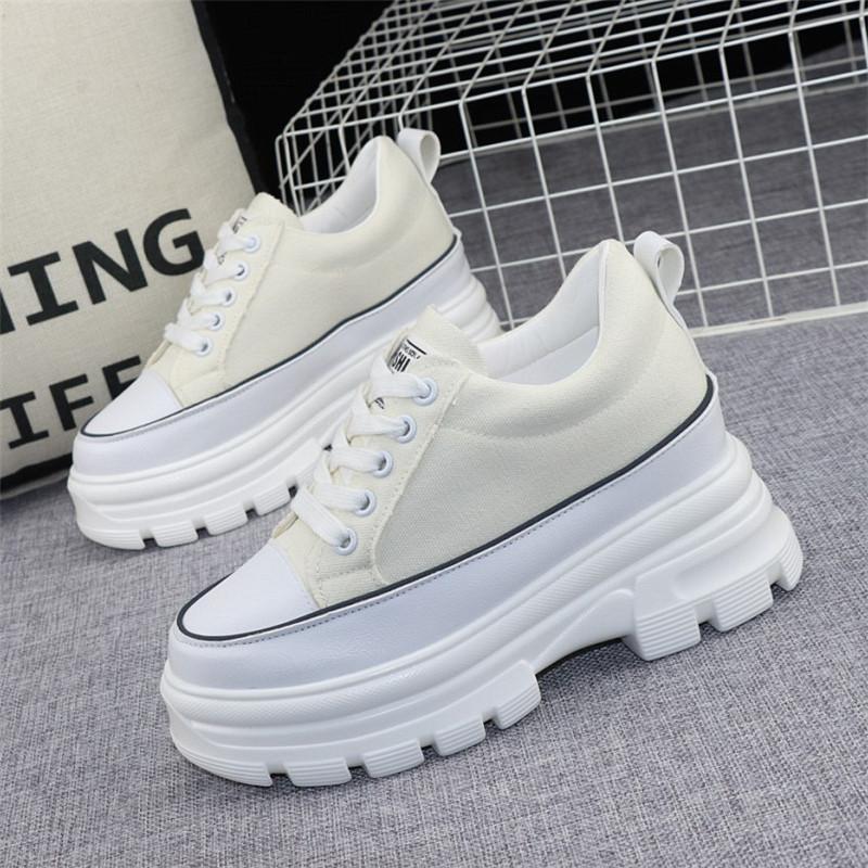 Модные 10 см женские туфли парусиновые кроссовки для женщин 2024 новый стиль дышащие — фото 6