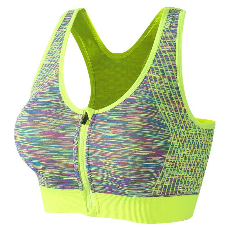 Wireless Women's Sports Bra - Quick-Dry, Shockproof, Zipper Style for Running & Yoga