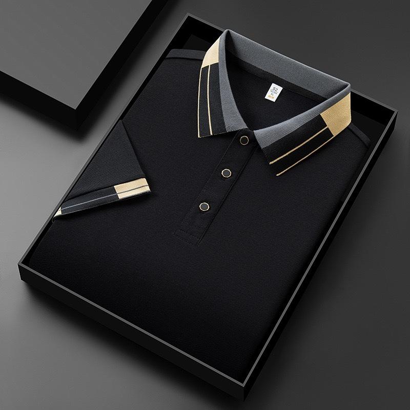 STORN New Men s Fashion Embroidered Collar Short Sleeve Summer New Breathable Polo Shirt Short Sleeve, High Quality Outdoor Men s Top M чёрный