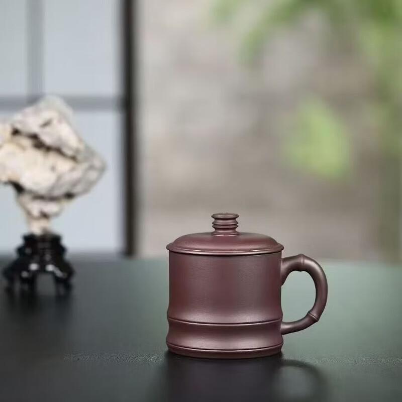 Yixing Zisha Bamboo Handle Tea Mug with Lid