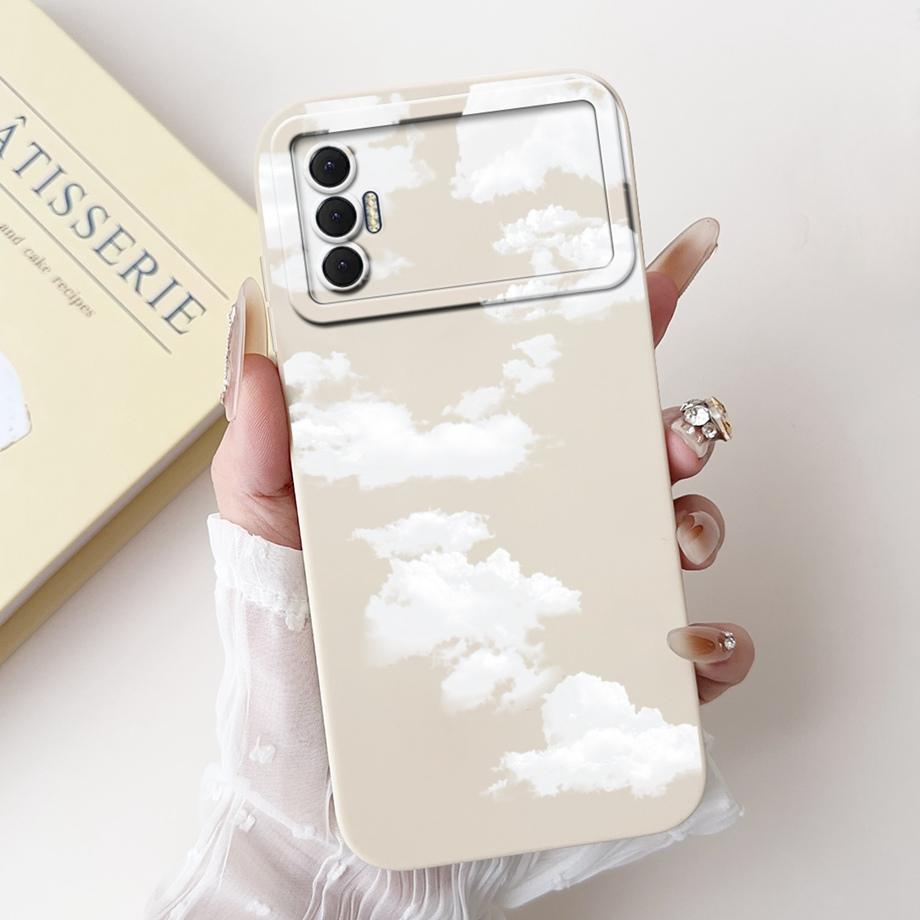 For Tecno Spark 8P KG7H KG7 KG7n Case Liquid Silicone Soft TPU Back Cover For Spark8P 8 P Phone Funda Gothic Black Night Bumper