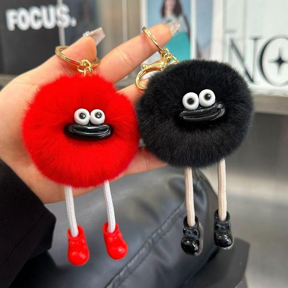 Cute Plush Rabbit Fur Small Briquettes Keychain Small Briquettes Car Keychain Pendant Korean Plush School Bag Pendant Wholesale