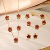 LUXUKISSKIDS Fashion Flower Necklace Earrings Set Jewelry Women Stainless Steel White Shell Clover Bracelet Jewelry Accessories