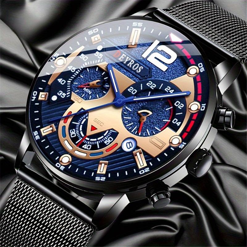 Business Men's Calendar Quartz Wristwatches Fashion Mens Mesh Strap Watch,ideal Choice for Gifts To Men