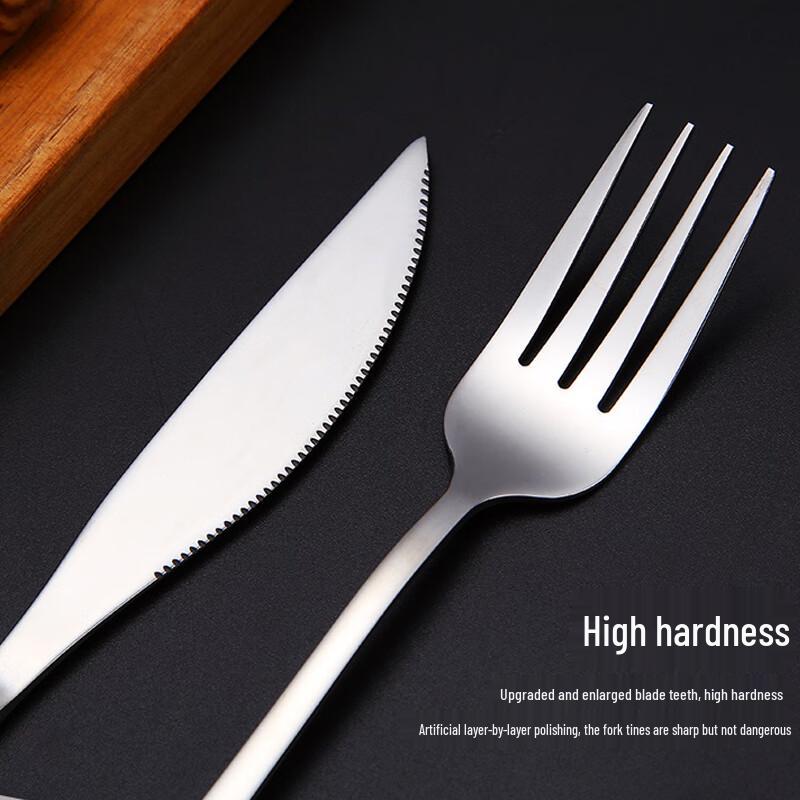 Extended Thickened Stainless Steel Dinner Knife & Fork Set
