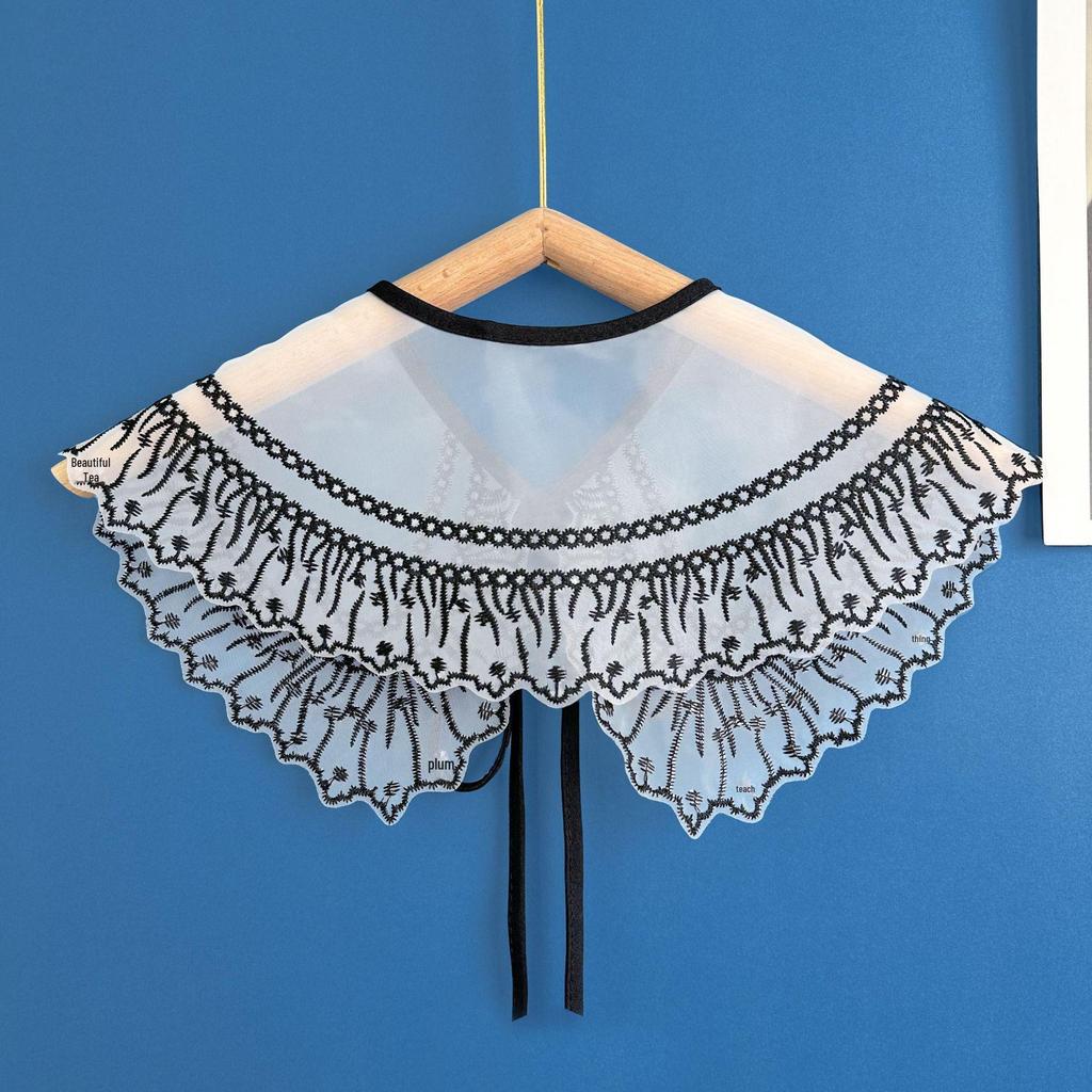 2023 Doppellagiger Organza Bestickter Rock Schalkragen für Alle Jahreszeiten Oberbekleidung