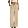 Womens Elevated Wide Leg Pants Drawstring Waist Relaxed Palazzo Trousers