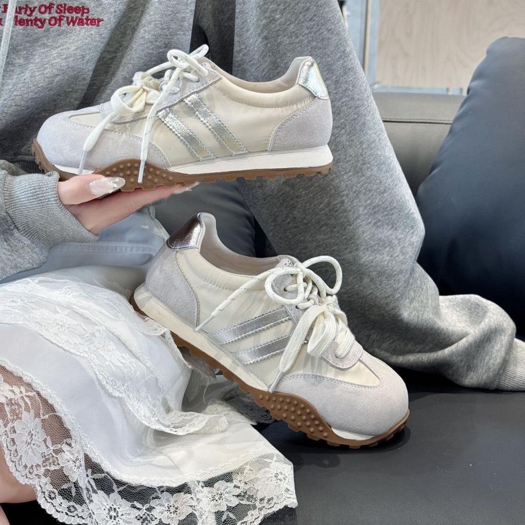 Leather retro Forrest Gump training shoes women's 2025 spring new pair of shoelaces breathable lightweight platform sports and leisure shoes
