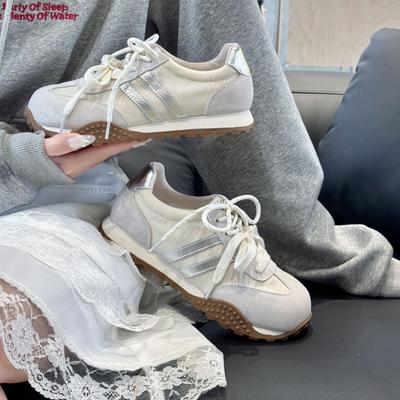 Kožené retro tréninkové boty Forrest Gump dámské 2025 jaro nový pár tkaniček prodyšné lehké platforma sportovní a volnočasové boty