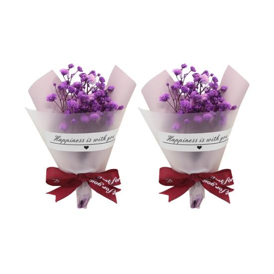 

2 шт. Міні-букет із сухоцвітів Штучна троянда Натуральна гіпсофіла Квітковий букет для фото реквізиту DIY ремесло Декор для дому весільної вечірки J