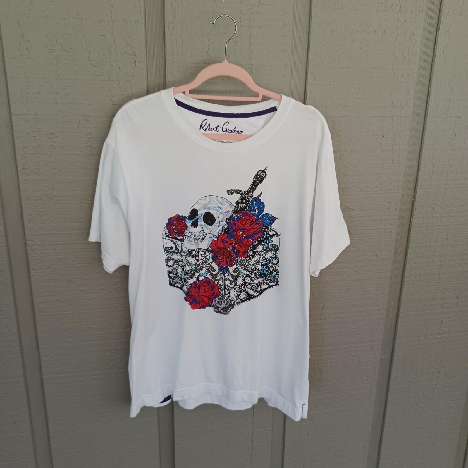 Robert Graham Medieval Skull T Shirt Size L Men Cotton Short Sleeve S разноцветный