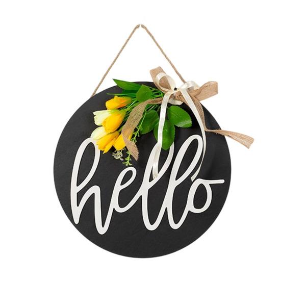 Welcome Sign with Wreath Front Wreath for Flower Decor Wear-Resistant Door Welcome Family