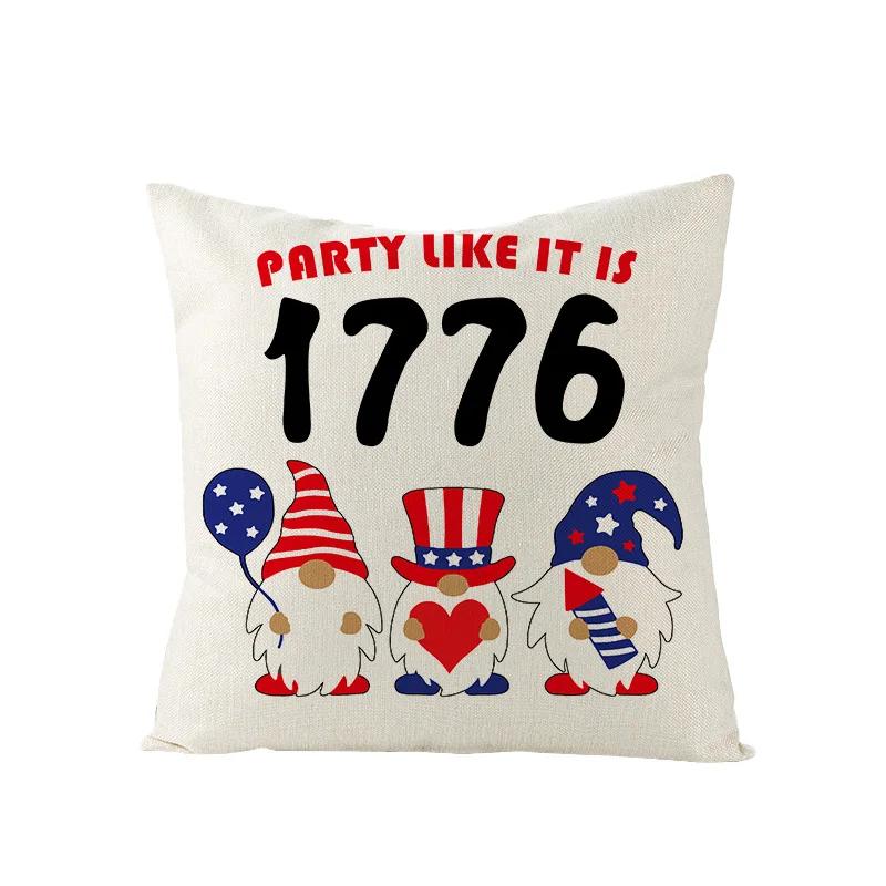 4th of July  Independence Day Decorations Cushion Cover American Flag Throw Pillow Cover Home Decorative Linen Pillow Case 45*45