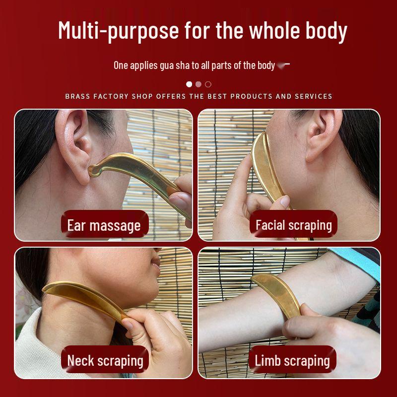 Pure Brass Ear Acupoint Gua Sha Tool for Eye Bags and Facial Lifting Massage