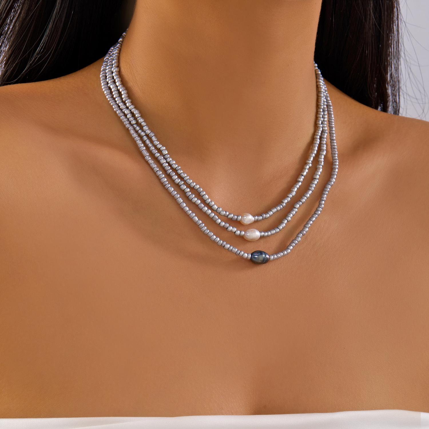 

New Elegant Imitation Pearl Beads Necklace for Women Vintage Multilayer Heart Tassels Choker Fashion Jewelry Accessories Gift