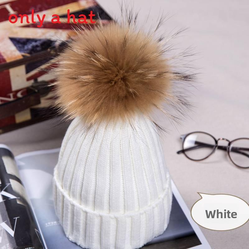 Adult Acrylic Knit Hat With Plush Ball Winter Warmth For Autumn And Winter