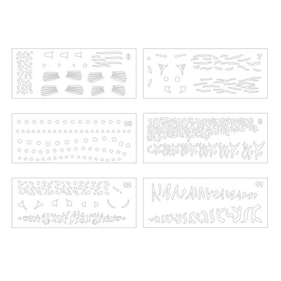 6 stk./Sæt Fiskebait Maleskabelon, Genanvendelige Plastik Malestencils, Gennemsigtig PVC Vaskbart Udskåret Mønster Fiskeswimmer Kunsttilbehør