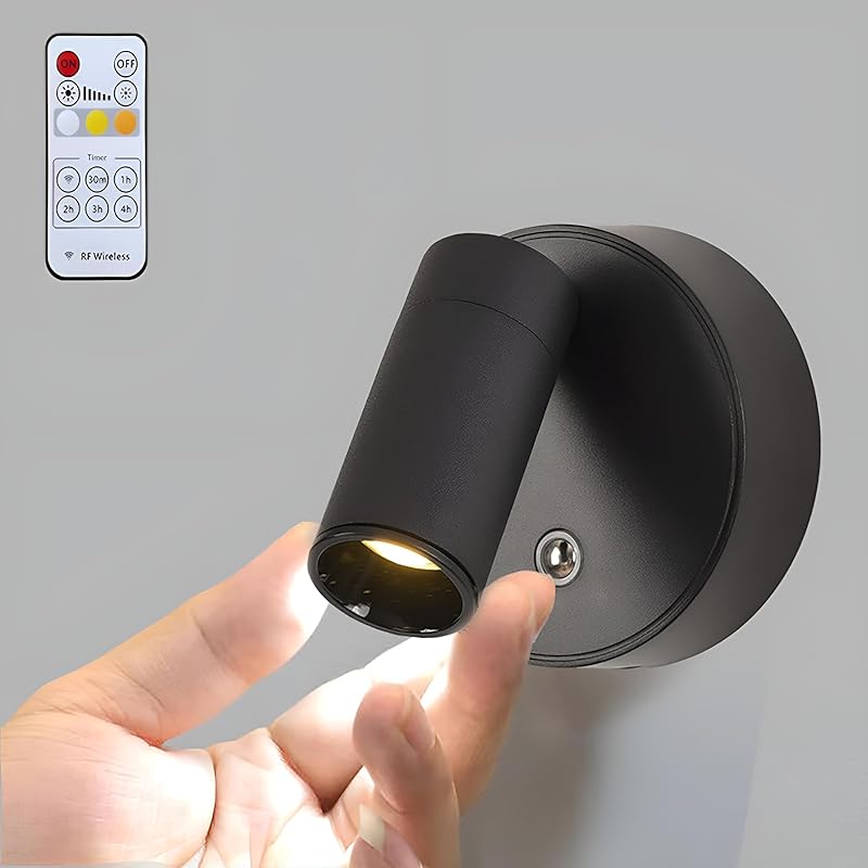 Wireless Spotlights Indoor with Remote Up,Lights Indoor Picture Light Dimmable Accent Uplighting,Battery Operated Spot Lights with 3 Color,Indoor