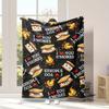 Funny Marshmallow Campfire Pattern Flannel Throw Blanket Soft Warm Bed Sofa Cover, Cozy Lightweight Decorative Fleece Quilt for Home Travel