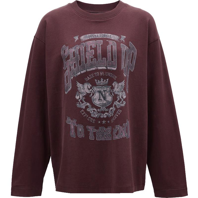 

ONLY 2025 Spring American Retro Graphic Long Sleeve T-Shirt M