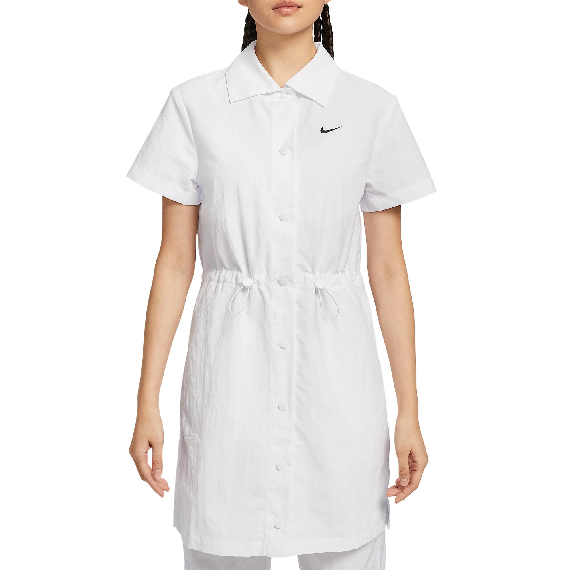 

Nike Sportswear Everything Wovens Fashion Simple Beautiful Trendy Short Sleeve Dress Women Dresses White HJ1145-100