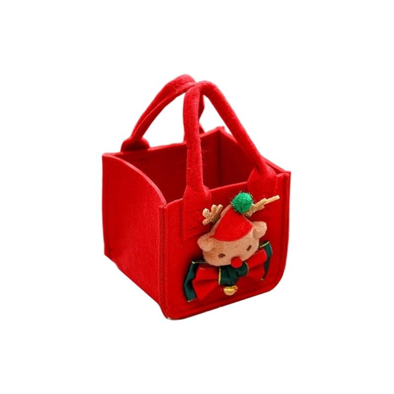 Felt Christmas Storage Bag Portable Handheld Design Organizer For Holiday Apples Gifts And Home Decoration