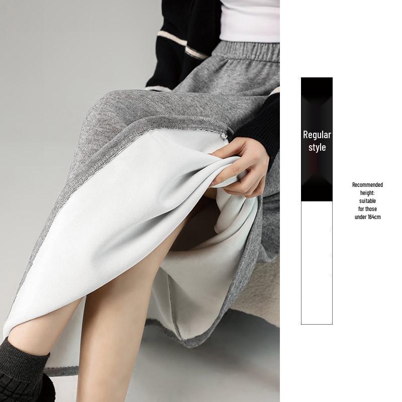 Women's High Waist Gray A-Line Skirt - Early Spring 2026 Collection, Slimming Mid-Length Design