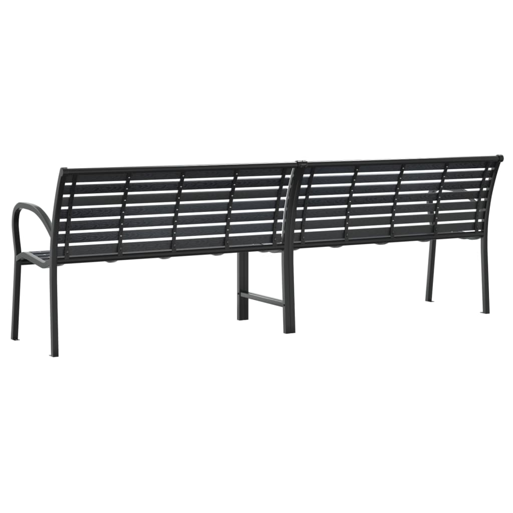 Double Garden Bench Black 231 cm Steel and WPC