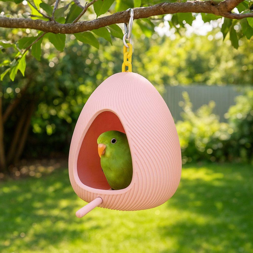 Bite Resistant Hanging Birdhouse Egg Shape Bird Food Tray Parrot Feeding Station  Relieve Boredom