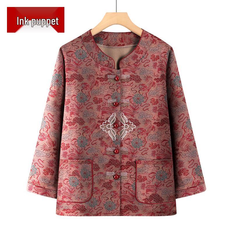 

Mo Ou New Chinese Style Floral V-Neck Cardigan Shirt XL (Recommended for under 95 Jin)