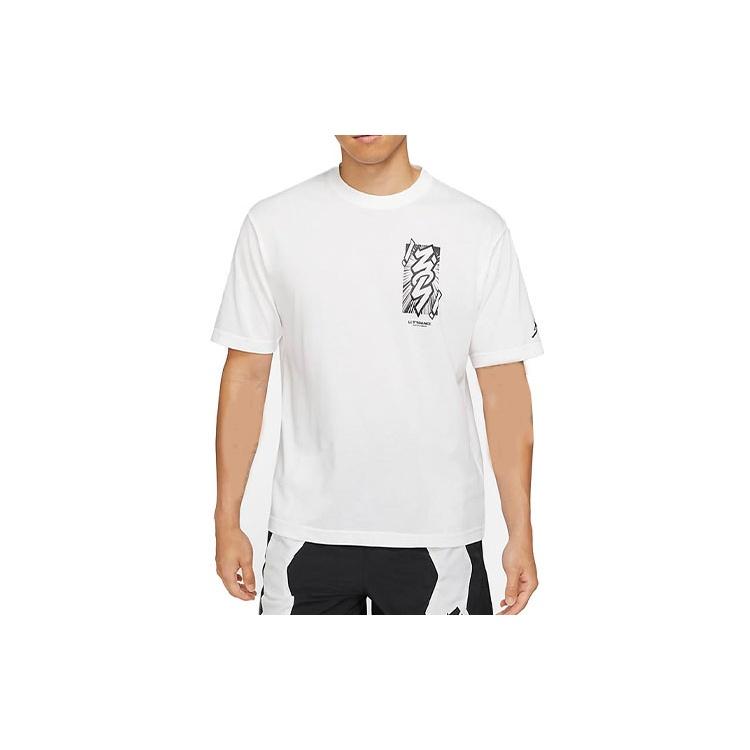 Nike Men's Jordan Dri-FIT Zion Basketball Printing Sports Knit Round Neck Short Sleeve White T-Shirt DH0593-101