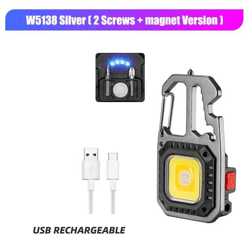 COB Keychain Work Light Portable EDC Flashlight High Lumens Camping Hiking Running Emergency Lighting Lamp With Screwdriver