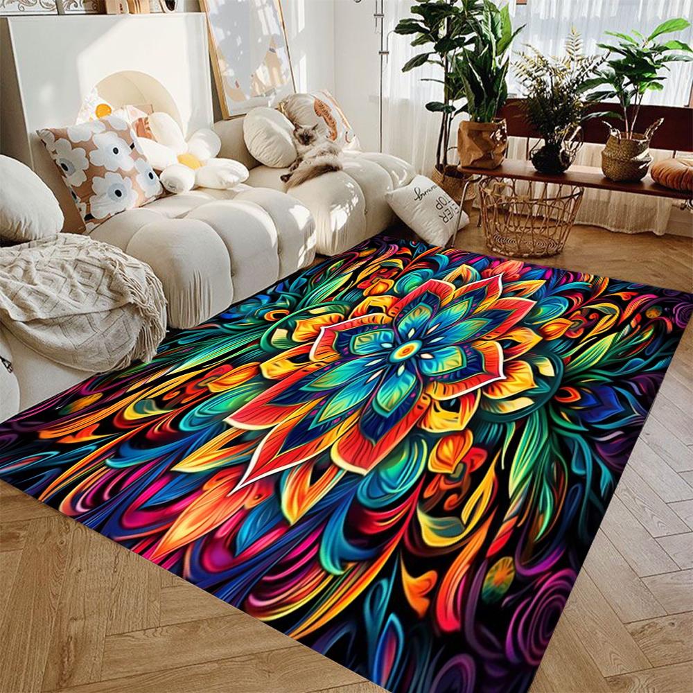 

1 шт. Яскравий різнокольоровий спіральний абстрактний килим, ідеальний для вітальні, спальні, коридору, сучасний стиль для дому, килими для декору, килимок 120*160cm