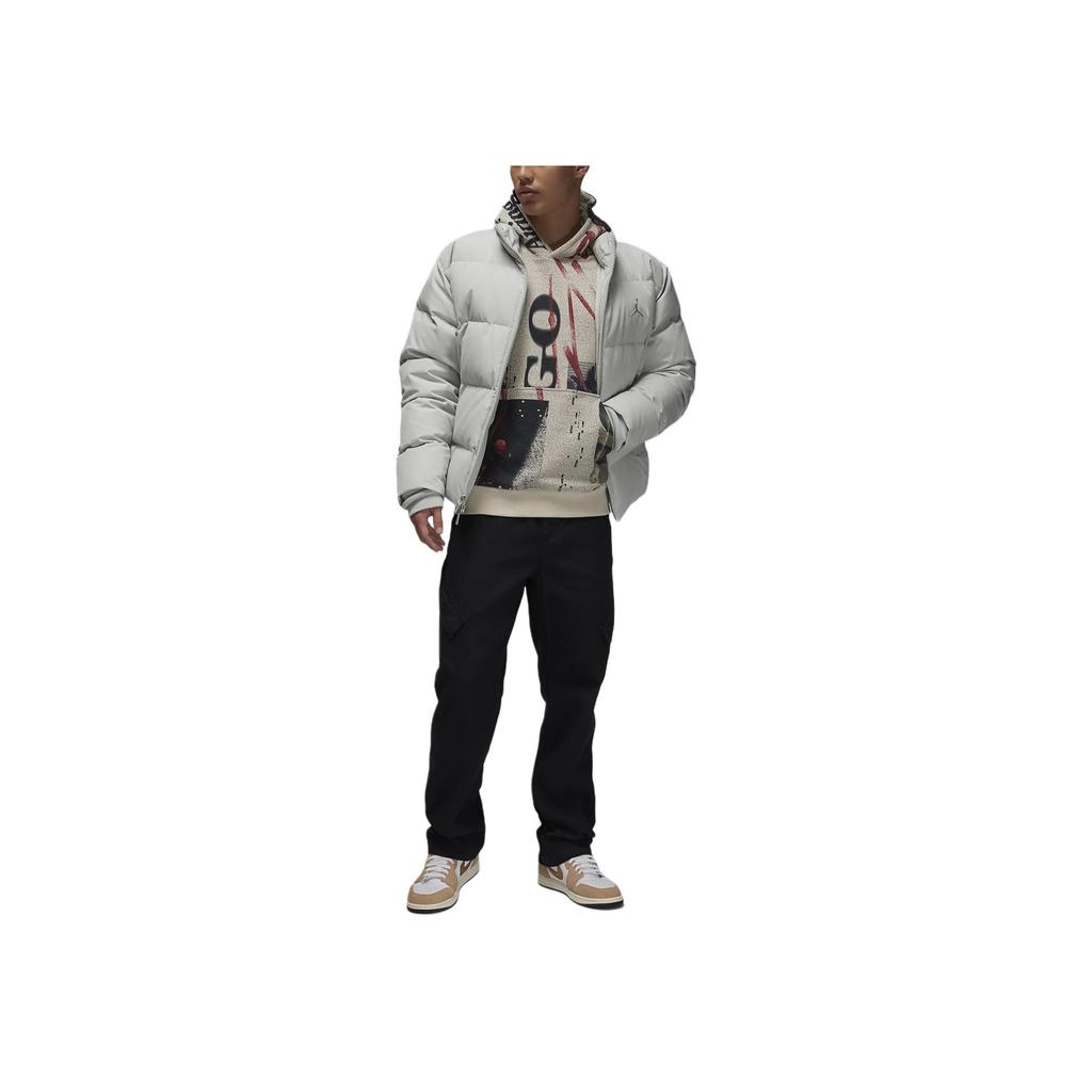 Jordan SS24 Flight Series Celoplošný potisk Mikina s kapucí Ležérní Dlouhý rukáv Pánská mikina Krémová FN6518-236