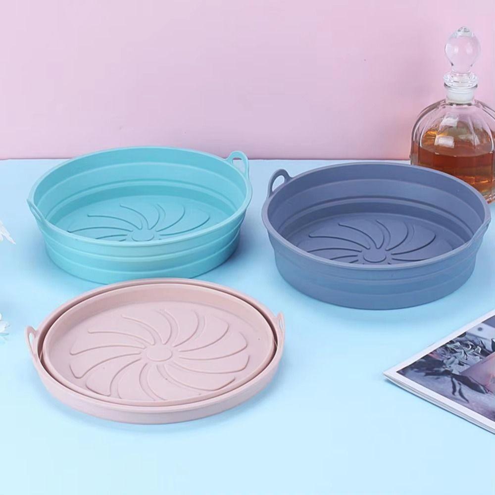 Round/Square Foldable Fryer Baking Tray Flexible Air Fryer Silicone Mat Baking
