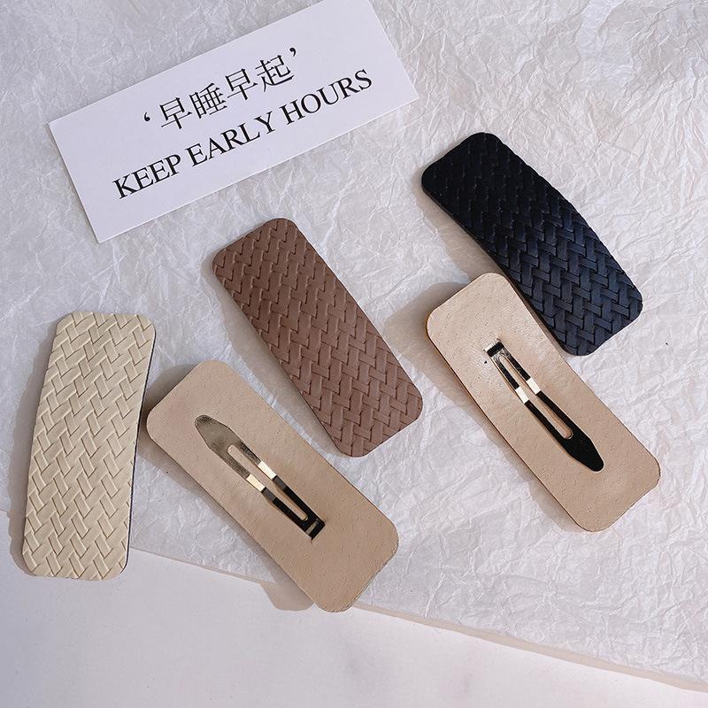 Korean Hair Clips for Hair Women PU Leather Braid Hair Clips Colorful Simplicity Girls Hair Barrettes Hair Accessories  New