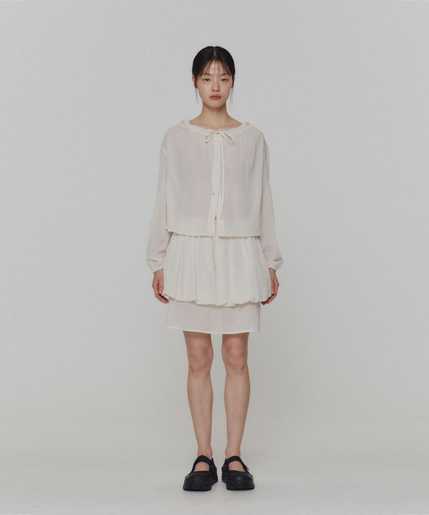 Amomento Sheer Layered Skirt_Ivory