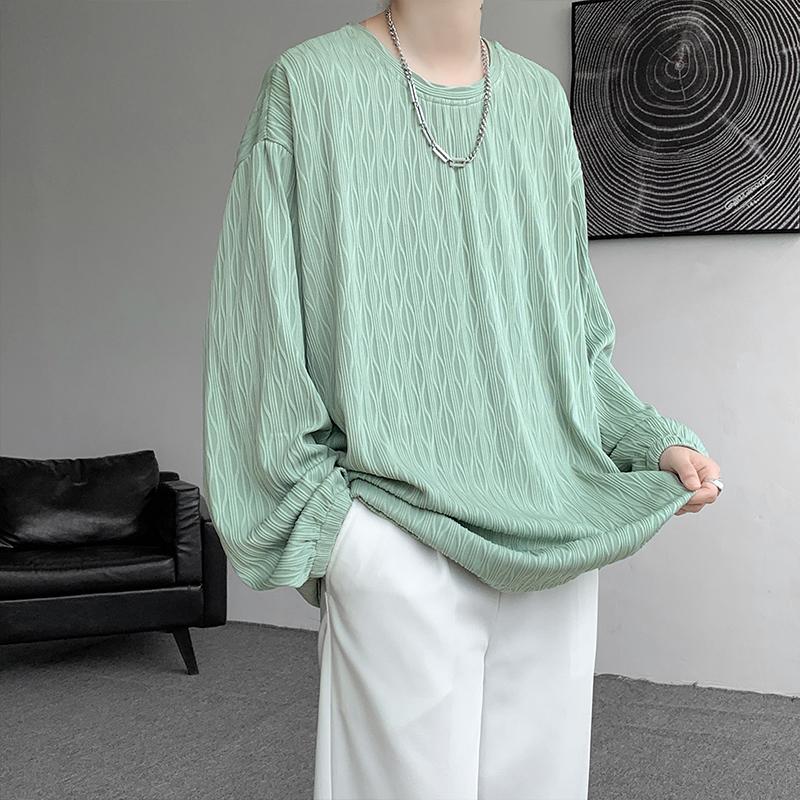 2024 Новая модная мужская футболка с длинными рукавами и круглым вырезом в гонконгском — фото 4