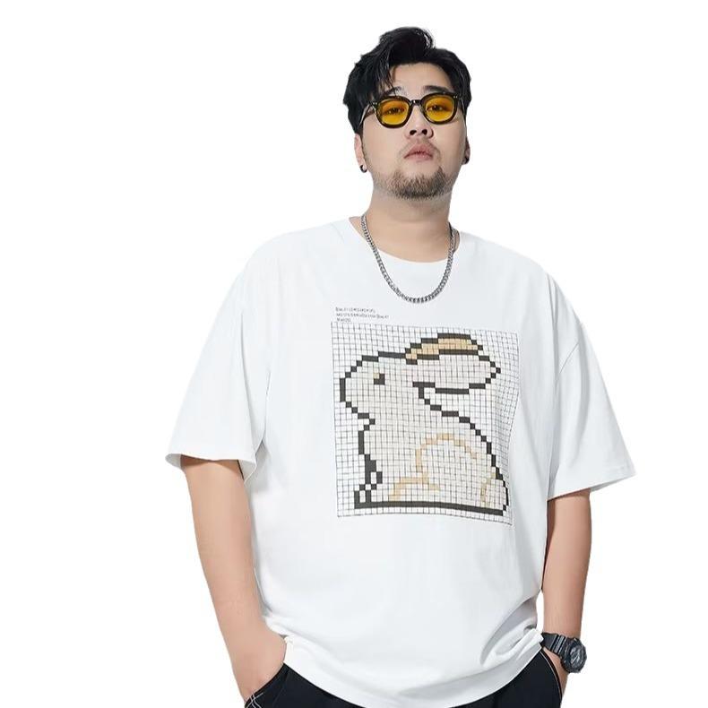 Summer Large Size Men's Clothing Loose Tide Big Fat Short-sleeved T-shirt Men's Hundred Rabbit Printing Top Tide