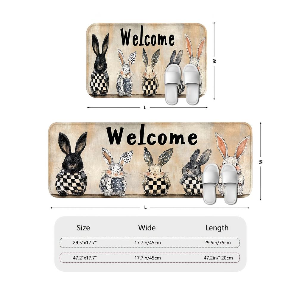 1 Stück Anti-Ermüdungs-Türvorleger, Osterhase-Aufdruck, Wasserdicht, Rutschfest, Dick gepolsterte Fußmatte, Strapazierfähige Komfort-Stehmatte für die Tür