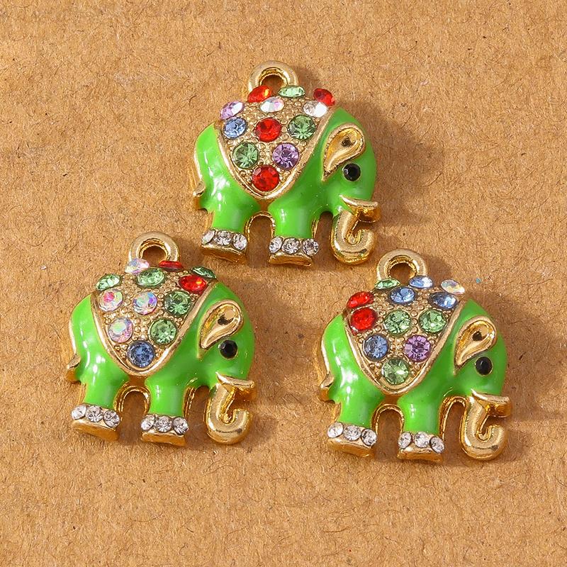 10pcs Enamel Crystal Rhinestones Animal Elephant Pendants Charms for Jewelry DIY Earrings Necklace Bracelet Accessories