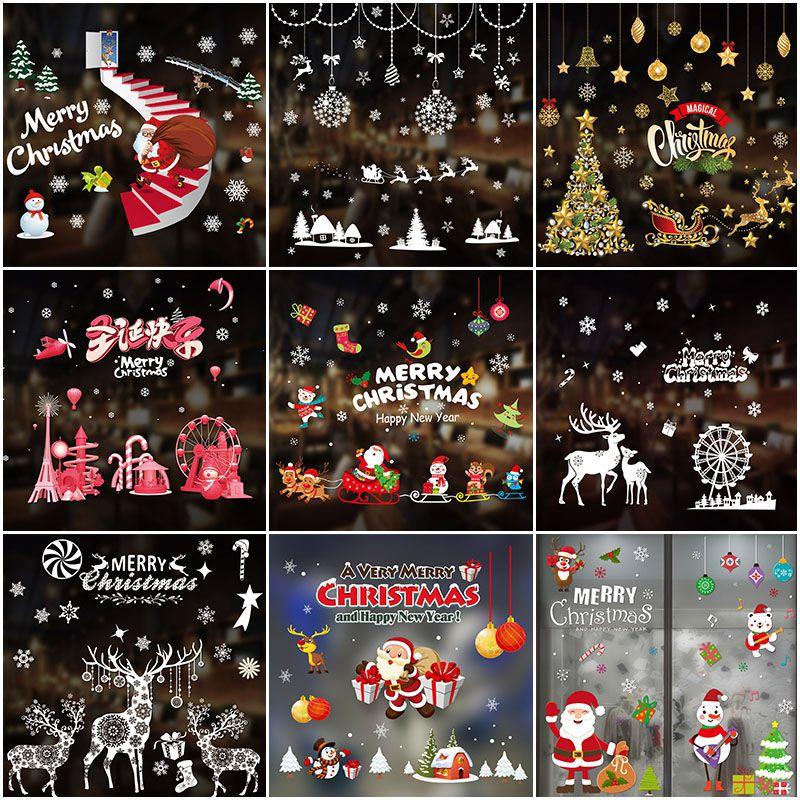 2020 Frohe Weihnachten Fenster Wandaufkleber Abziehbilder Ideal für gemütliche Weihnachtsdekoration