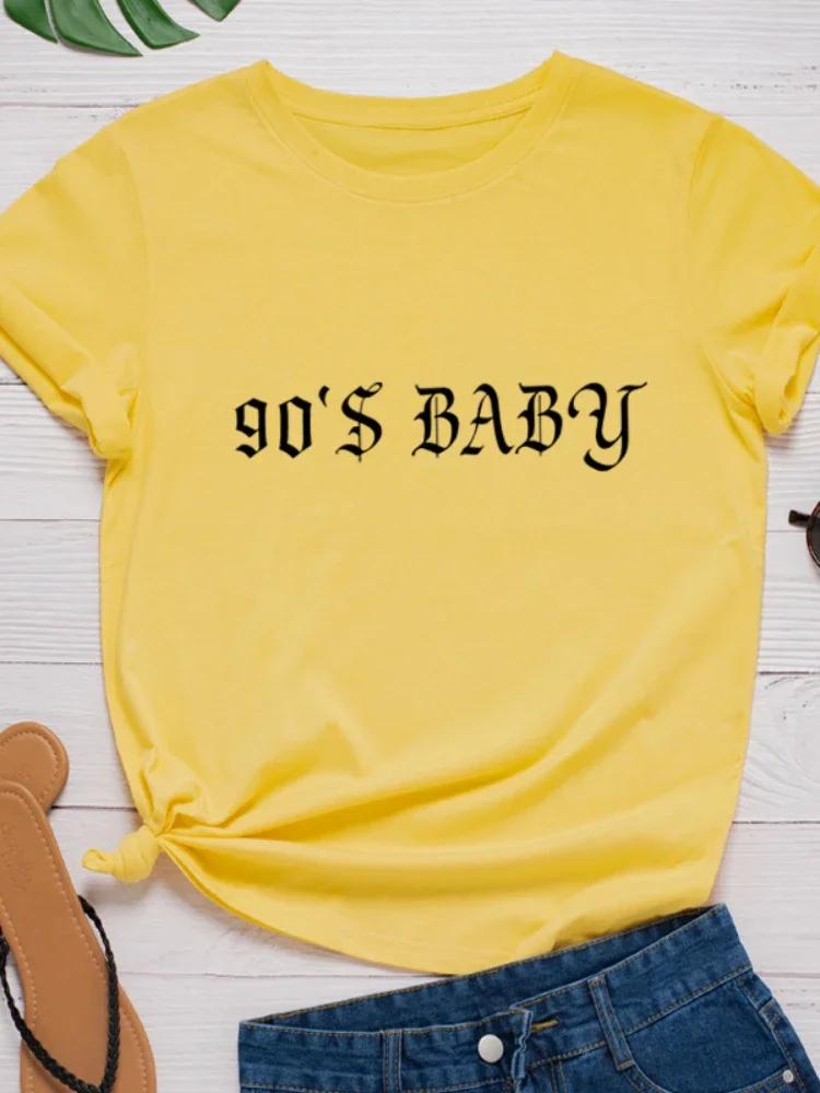 90's Baby Letter Print Women T Shirt Short Sleeve O Neck Loose Women Tshirt Ladies Tee Shirt Tops Clothes Camisetas Mujer