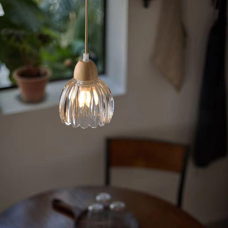 Nordic Glass Ceiling Pendant Lamp - Flower Bud Design for Cafes and Bars