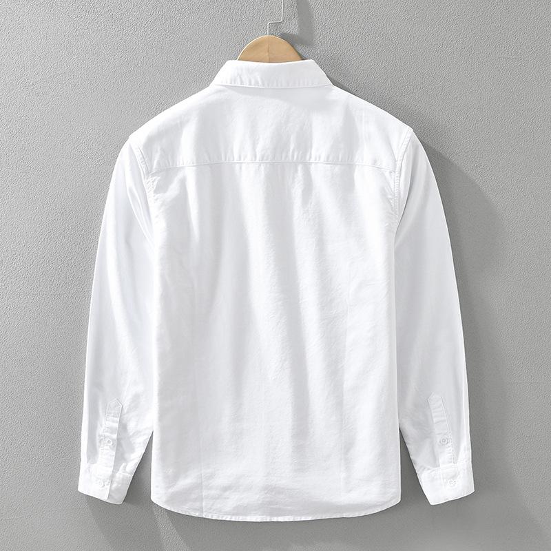 Korean Fashion Men Long Sleeve Shirt Street Style Stripes Patchwork Shirt Spring and Autumn Pure Cotton Casual Tops Youth White Shirt