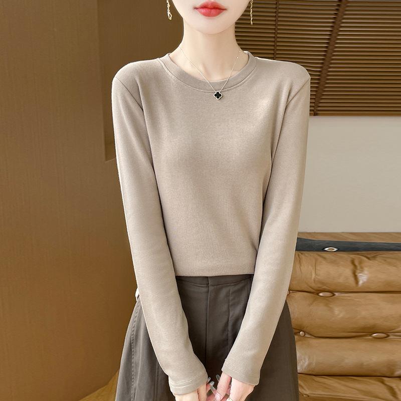 YYFS Women's Fashion Casual Solid Color Print Spring Fall Long Sleeve O-Neck Pullovers & Long Sleeves