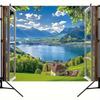 2D Green Countryside Window View Backdrop for Aesthetic Home Decor